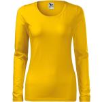 Gelbe Melierte Langärmelige Malfini T-Shirts aus Baumwolle für Damen Größe XL 