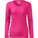Purpurne Melierte Langärmelige Malfini T-Shirts aus Baumwolle für Damen Größe M 