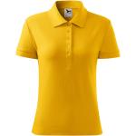 Gelbe Bestickte Kurzärmelige Malfini Kurzarm-Poloshirts aus Baumwolle für Damen Größe M 