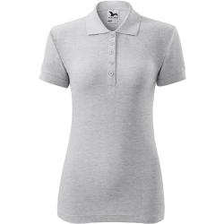 MALFINI Damen Polo-Shirt Cotton - Hellgrau meliert | S