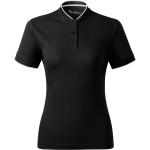 Schwarze Elegante Kurzärmelige Malfini Stehkragen Kurzarm-Poloshirts aus Baumwolle für Damen Größe L 