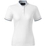 Weiße Gestreifte Elegante Kurzärmelige Malfini Stehkragen Kurzarm-Poloshirts aus Baumwolle für Damen Größe L 