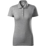 Dunkelgraue Melierte Kurzärmelige Malfini Kurzarm-Poloshirts aus Jersey für Damen Größe XL 