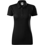 Schwarze Melierte Kurzärmelige Malfini Kurzarm-Poloshirts aus Jersey für Damen Größe L 