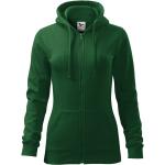Grüne Melierte Malfini Zip Hoodies & Sweatjacken mit Reißverschluss aus Baumwolle mit Kapuze für Damen Größe XL 