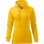 Gelbe Unifarbene Malfini Zip Hoodies & Sweatjacken mit Reißverschluss aus Baumwolle mit Kapuze für Damen Größe M 