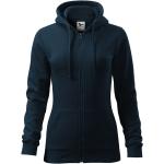Marineblaue Melierte Malfini Zip Hoodies & Sweatjacken mit Reißverschluss aus Baumwolle mit Kapuze für Damen Größe XL 