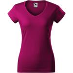 Fuchsiafarbene Malfini V-Ausschnitt T-Shirts aus Baumwolle für Damen Größe S 