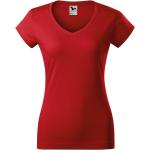 Rote Malfini V-Ausschnitt T-Shirts aus Baumwolle für Damen Größe S 