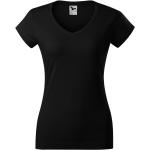 Schwarze Malfini V-Ausschnitt T-Shirts aus Baumwolle für Damen Größe M 