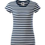 Marineblaue Gestreifte Maritime Malfini T-Shirts aus Jersey maschinenwaschbar für Damen Größe S 