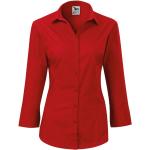 Rote Langärmelige Malfini Damenlangarmhemden mit Knopf aus Baumwolle Größe M 