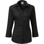 Schwarze Langärmelige Malfini Damenlangarmhemden mit Knopf aus Baumwolle Größe XXL 
