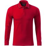 Rote Gestreifte Langärmelige Malfini Langarm-Poloshirts mit Knopf aus Baumwolle für Herren Größe S 