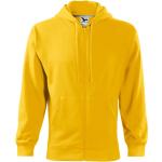 Gelbe Melierte Malfini Herrensweatshirts mit Reißverschluss aus Baumwolle mit Kapuze Größe M 