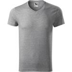 Dunkelgraue Melierte Malfini V-Ausschnitt T-Shirts aus Baumwolle für Herren Größe 3 XL 