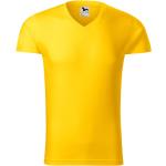Gelbe Malfini V-Ausschnitt T-Shirts aus Baumwolle für Herren Größe M 