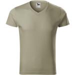 Khakifarbene Malfini V-Ausschnitt T-Shirts aus Baumwolle für Herren Größe 3 XL 