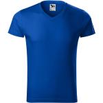 Royalblaue Malfini V-Ausschnitt T-Shirts aus Baumwolle für Herren Größe M 