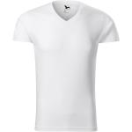 Weiße Malfini V-Ausschnitt T-Shirts aus Baumwolle für Herren Größe M 