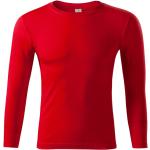 Rote Melierte Langärmelige Malfini T-Shirts aus Baumwolle für Herren Größe XS 
