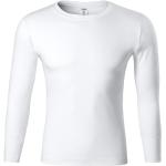 Weiße Melierte Langärmelige Malfini T-Shirts aus Baumwolle für Herren Größe M 