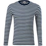 Marineblaue Gestreifte Maritime Langärmelige Malfini T-Shirts aus Baumwolle für Herren Größe XL 