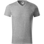 Dunkelgraue Melierte Malfini V-Ausschnitt T-Shirts aus Jersey für Herren Größe S 