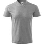 Hellgraue Melierte Malfini V-Ausschnitt T-Shirts aus Jersey für Herren Größe L 