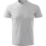 Hellgraue Melierte Malfini V-Ausschnitt T-Shirts aus Jersey für Herren Größe XL 