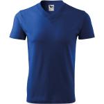 Royalblaue Melierte Malfini V-Ausschnitt T-Shirts aus Jersey für Herren Größe S 