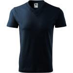 Marineblaue Melierte Malfini V-Ausschnitt T-Shirts aus Jersey für Herren Größe XL 