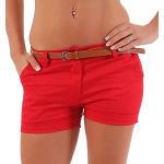 Rote Unifarbene Malito Chino-Shorts aus Kunstleder für Damen Größe XL 