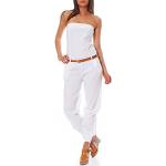 Weiße Unifarbene Malito Lange Overalls aus Kunstleder enganliegend für Damen Größe L 