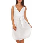Weiße Elegante Malito Abendkleider A-Linie aus Leinen für Damen Größe XXL für Partys 