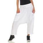 Reduzierte Weiße Unifarbene Malito Freizeithosen aus Leinen für Damen Größe XS Weite 34 