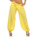 Gelbe Hippie Malito Hüfthosen für Damen Größe XS Weite 34 