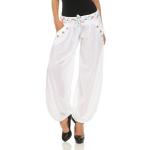 Weiße Unifarbene Atmungsaktive Malito Freizeithosen ohne Verschluss für Damen Einheitsgröße 