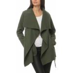Olivgrüne Unifarbene Malito Mini Kapuzenmäntel aus Jersey mit Kapuze für Damen Größe XS für den für den Herbst 