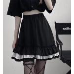 Schwarze Gothic Mini Festliche Röcke mit Rüschen aus Spitze für Damen Größe XXL 