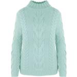 Reduzierte Hellblaue Geflochtene Elegante malo Rollkragen Kaschmir-Pullover aus Wolle für Damen Größe XL für den für den Winter 