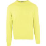 Reduzierte Gelbe Unifarbene Langärmelige malo Rundhals-Ausschnitt Kaschmir-Pullover aus Wolle für Herren Größe L für den für den Herbst 