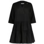 Reduzierte Schwarze Boho 3/4-ärmelige Maloja V-Ausschnitt Stufenkleider aus Baumwolle für Damen Größe S für den für den Sommer 