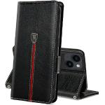 Schwarze iPhone 15 Hüllen Art: Flip Cases mit Bildern aus Leder klappbar für Herren 