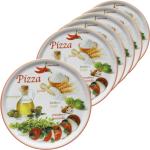 Bunte Runde Pizzateller 31 cm aus Porzellan spülmaschinenfest 6-teilig 6 Personen 