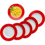 Rote MamboCat Runde Suppenteller glänzend aus Porzellan mikrowellengeeignet 6-teilig 6 Personen 