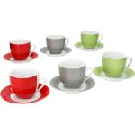 Rote Runde Kaffeetassen-Sets aus Porzellan mikrowellengeeignet 6-teilig 6 Personen 
