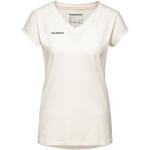 Beige Mammut Massone Bio V-Ausschnitt T-Shirts aus Baumwolle für Damen Größe S 