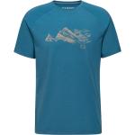 Blaue Kurzärmelige Mammut T-Shirts mit Alpen-Motiv aus Kunstfaser für Herren Größe XL 
