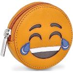 Gelbe Emoji Smiley Mini Geldbörsen mit Reißverschluss aus Leder für Damen zum Schulanfang 